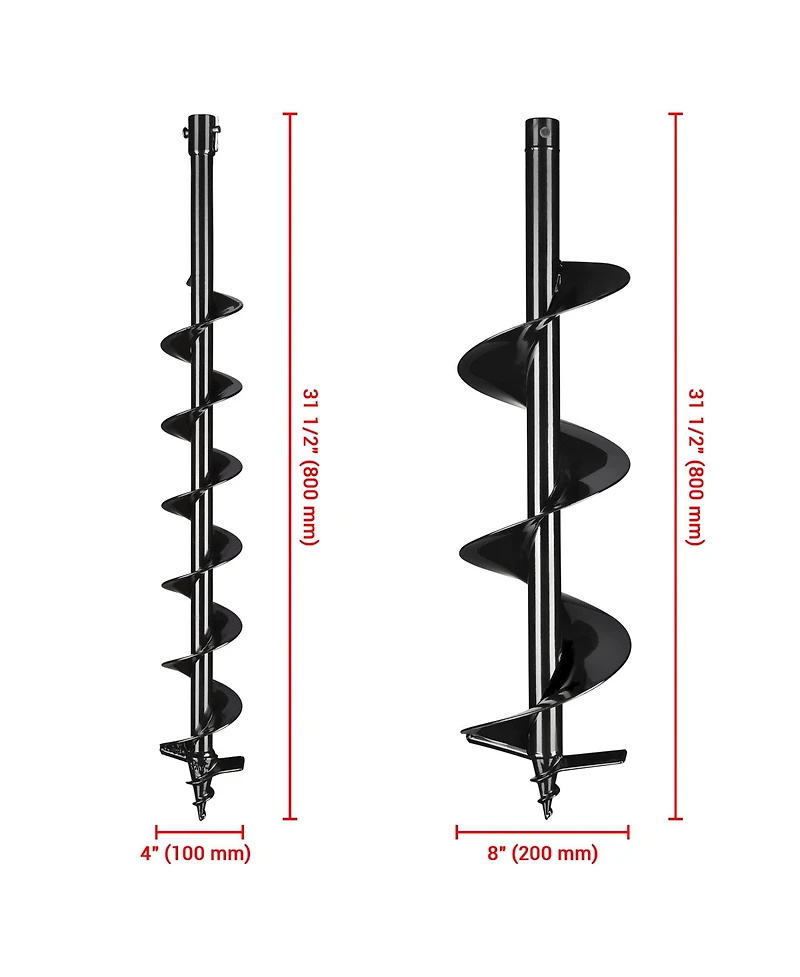 Yescom 4" 8" Earth Auger Bit Kit Bulb Planter Tool for Planting Flower Fence Post Spiral Hole Digger Gardening Project