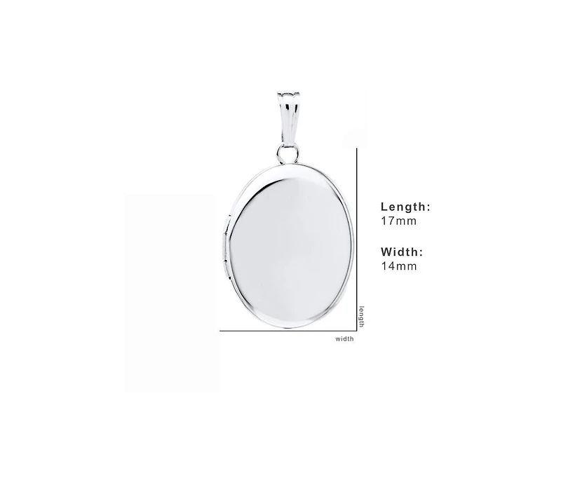 925 Sterling Silver Oval 17mm High Polished Locket for Women