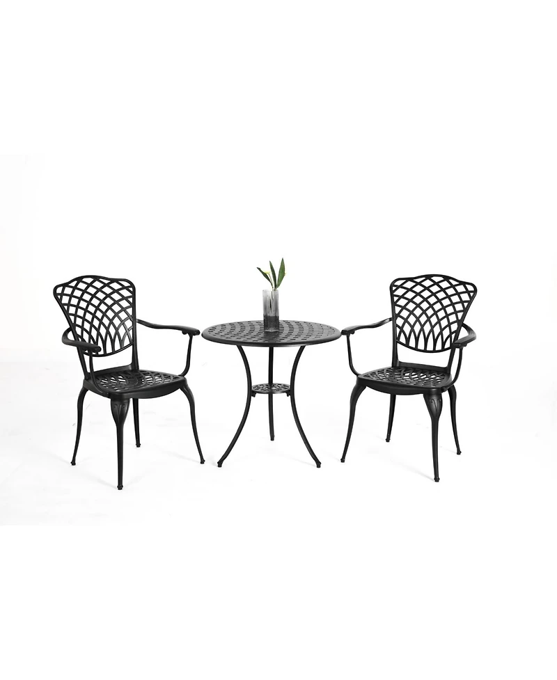 Streamdale 3-Piece Cast Aluminum Bistro Set with Umbrella Hole and Outdoor Durability