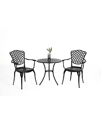 Streamdale 3-Piece Cast Aluminum Bistro Set with Umbrella Hole and Outdoor Durability