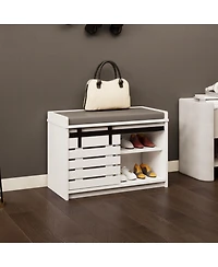 Streamdale 2-Tier Shoe Storage Bench with Barn Door, Adjustable Shelves