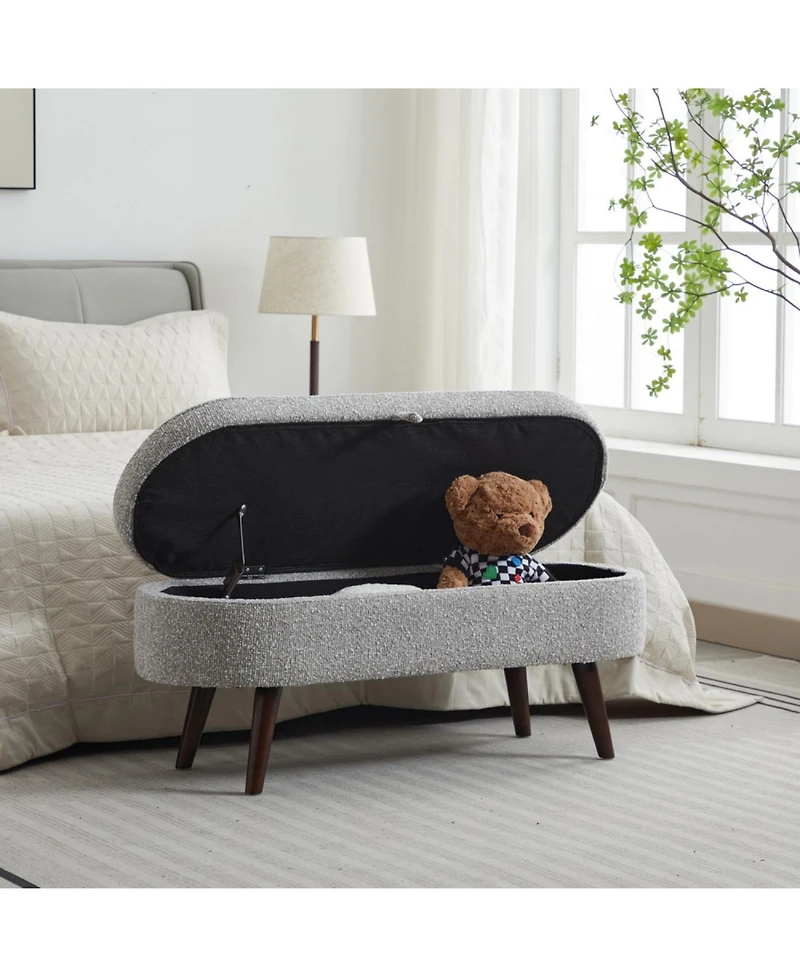 Streamdale S02 Basics Upholstered Storage Ottoman and Entryway Bench Grey