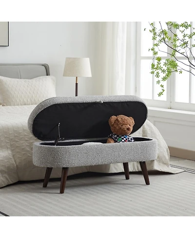 Streamdale S02 Basics Upholstered Storage Ottoman and Entryway Bench Grey