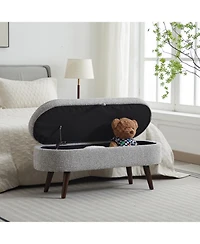Streamdale S02 Basics Upholstered Storage Ottoman and Entryway Bench Grey
