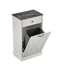 Single Door Trash Cabinet Tilt Trash Cabinet Kitchen Trash Can - Splice Wood White
