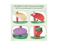Multi-Level Cat Tree with Plush Padded Perch & Fruit-Shaped Platforms Fun & Cozy Play Tower for Cats