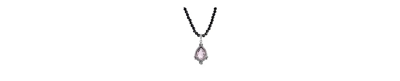 2028 Black Bead Light Purple Crystal Pendant Necklace