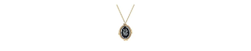 2028 Etched Glass Oval Pendant Necklace