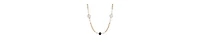 2028 Faux Cultivated Pearl Jet Bead Strand Necklace