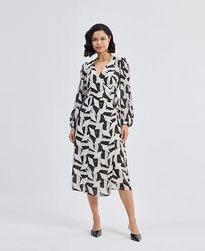 Reistor Women's Midi Wrap Dress Abstract Mosaic