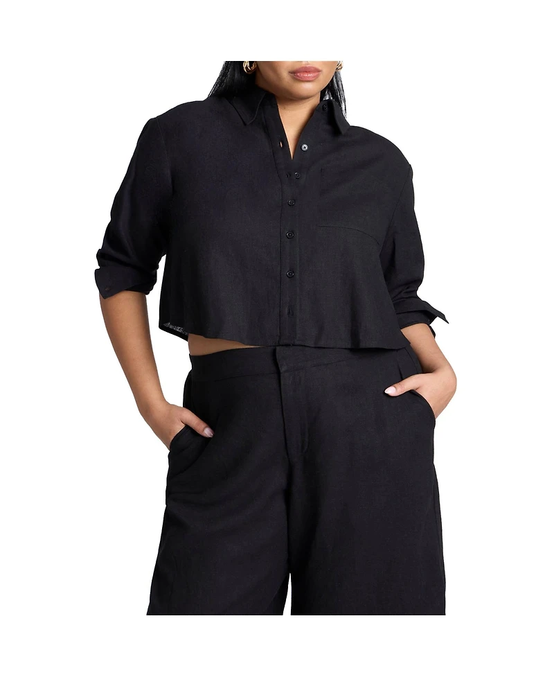 Eloquii Women's Elements Boxy Button Down Shirt