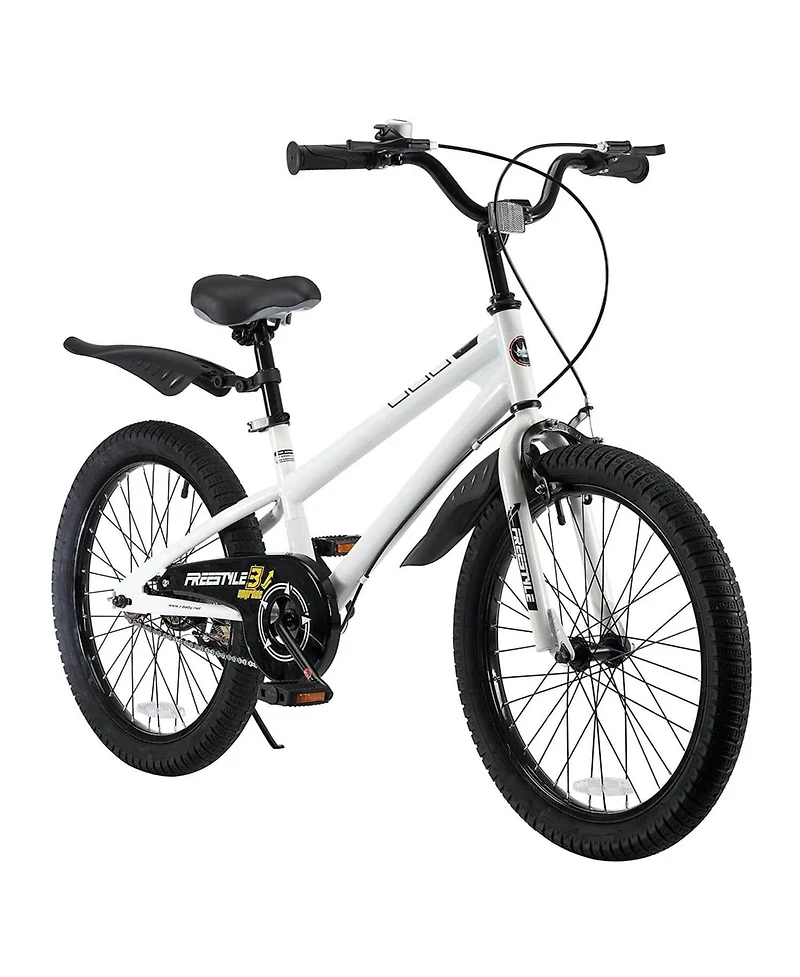 RoyalBaby Freestyle 20 Inch Kids Bike with Kickstand & Water Bottle, White