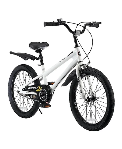 RoyalBaby Freestyle 20 Inch Kids Bike with Kickstand & Water Bottle, White