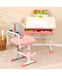 Height-Adjustable Kid's Study Desk and Chair Set