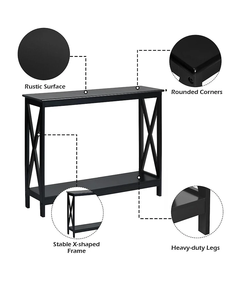 2-Tier Console X-Design Sofa Side Accent Table