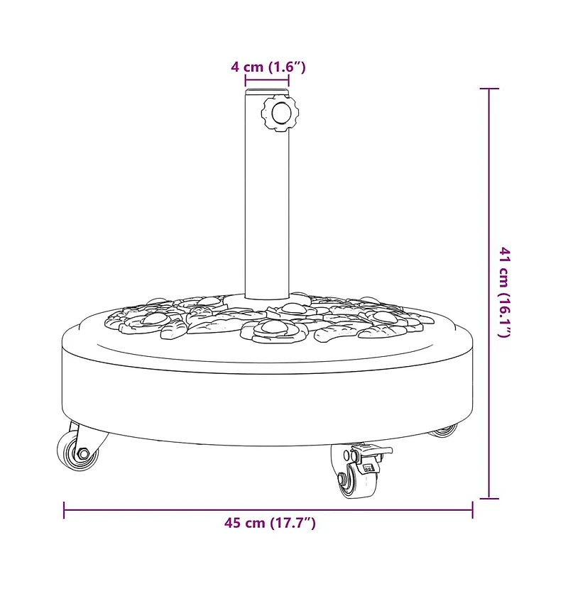Parasol Base with Wheels for 1.5"/1.9" Poles 59.5 lb Round