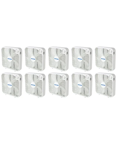 Hurricane 20" Classic Series Floor Box Fan with 3 Speed Settings, 10 Pack, White