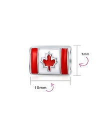 Bling Jewelry Red Enamel Maple Leaf Charm Bead European Bracelet Sterling Silver Canada Flag