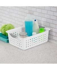 Sterilite Medium Ultra Plastic Storage Organizer Basket with Handles, (24 Pack)