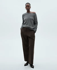 Mango Women's Boat Neck Ribbed Sweater