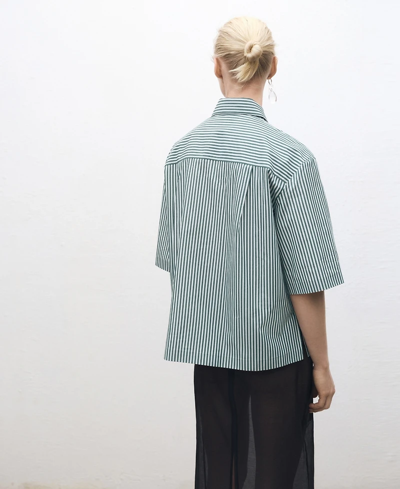 Mango Women's Short Sleeve Striped Shirt