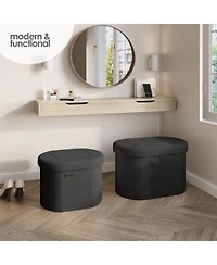 Ovel Boucle Ottoman Storage Bench – Modern Foot Stool