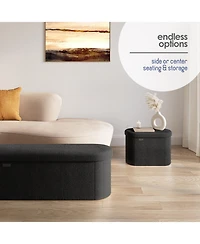 Ovel Boucle Ottoman Storage Bench – Modern Foot Stool, Makeup Vanity Perfect for Living Room & Bedroom Decor