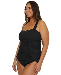 Becca Etc Plus Size Modern Edge Rib Multi-Way Tankini Top