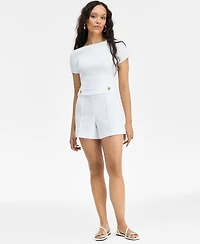 I.n.c. International Concepts Women's High-Rise Button-Tab Shorts, Exclusively at Macy's