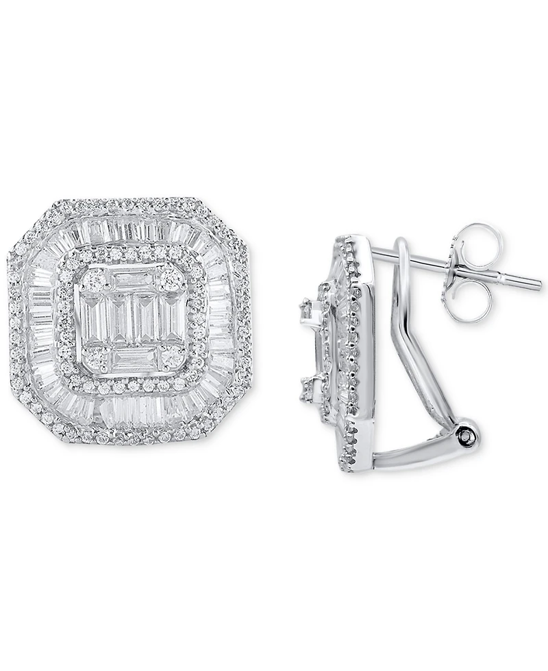 Diamond Cluster Square Stud Earrings (2 ct. t.w.) in 14K White Gold