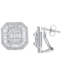 Diamond Cluster Square Stud Earrings (2 ct. t.w.) in 14K White Gold