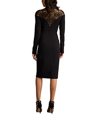 Tadashi Shoji Ebony Deep V Illusion Dress