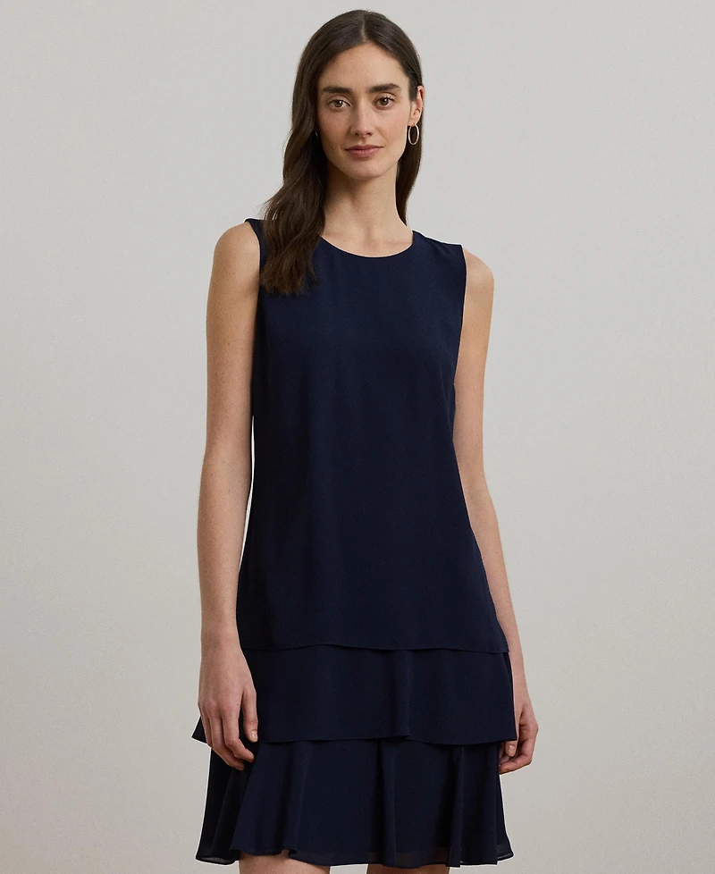 Lauren Ralph Women's Crinkle Georgette Shift Dress