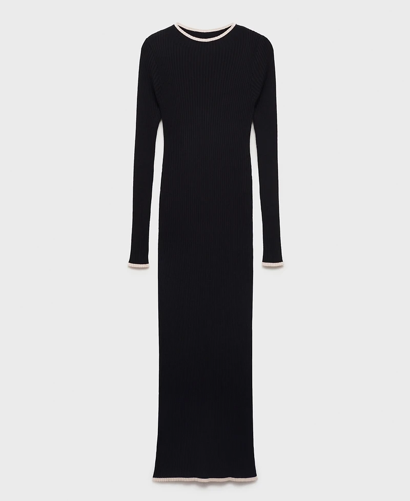 Mango Women's Contrast Ribbed Knit Dress
