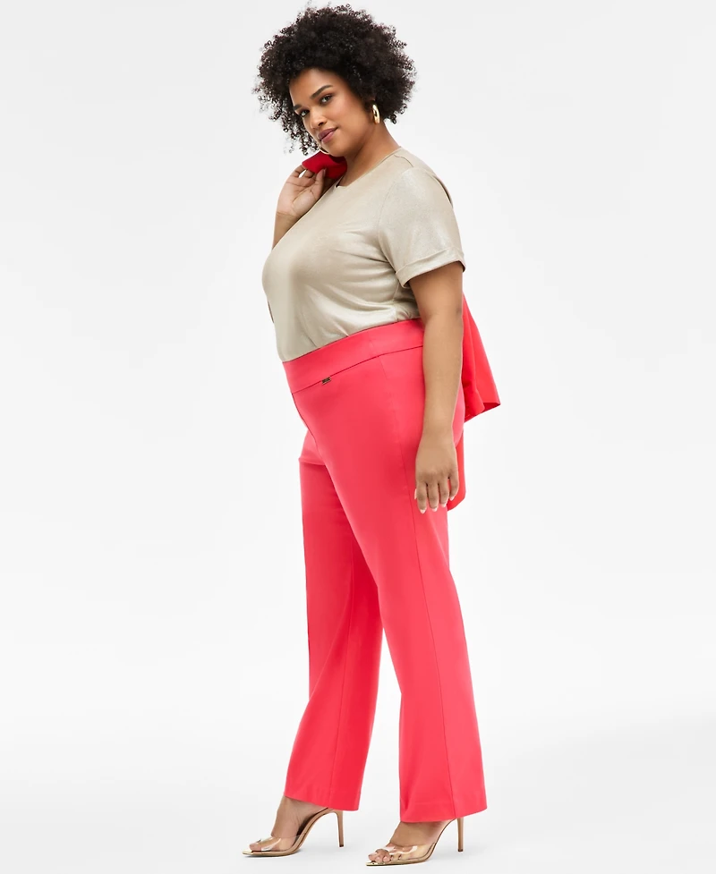 I.n.c. International Concepts Plus Size Mid-Rise Pull-On Straight-Leg Pants, Created for Macy's