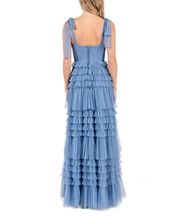 B Darlin Juniors' Corset Ruffled Gown