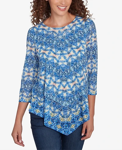 Ruby Rd. Petite Chevron Burnout Knit Crew Neck Top