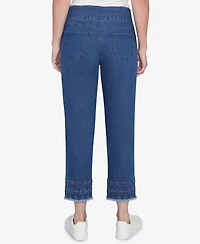 Ruby Rd. Petite Embroidered Extra Stretch Dark Denim Jeans