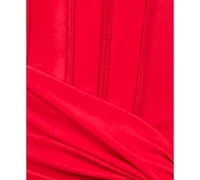 Alex & Sophia Juniors' Corset Draped-Front Side-Slit Gown