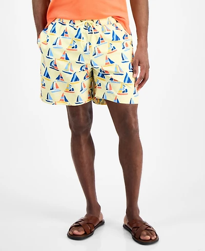 Club Room Men's Sail Boat 7" Swim Trunks, Exclusively at Macy's