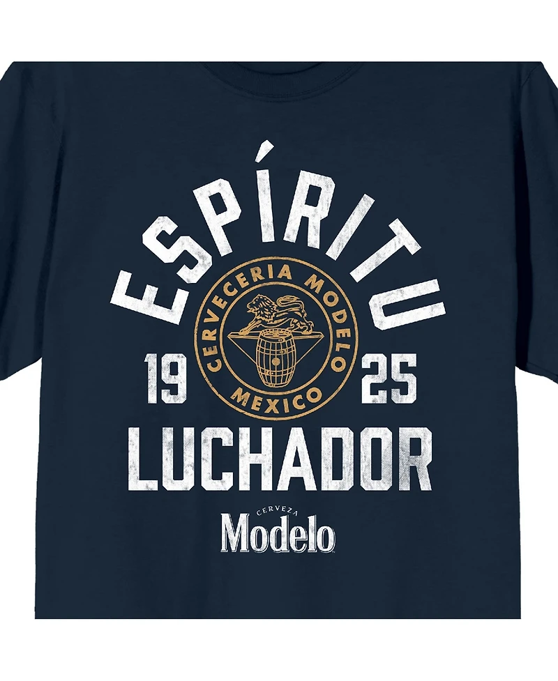 Modelo Men's Espiritu Luchador Logo Crew Neck Short Sleeve Navy T-shirt-3XL
