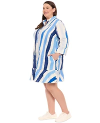 London Times Plus Size Printed Flounce-Hem Shift Dress