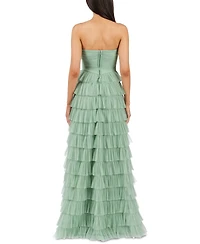 B Darlin Juniors' Strapless Ruffle-Skirt Gown
