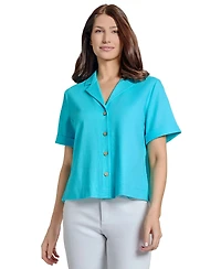 Jones New York Women's Notch-Collar Short-Sleeve Shirt