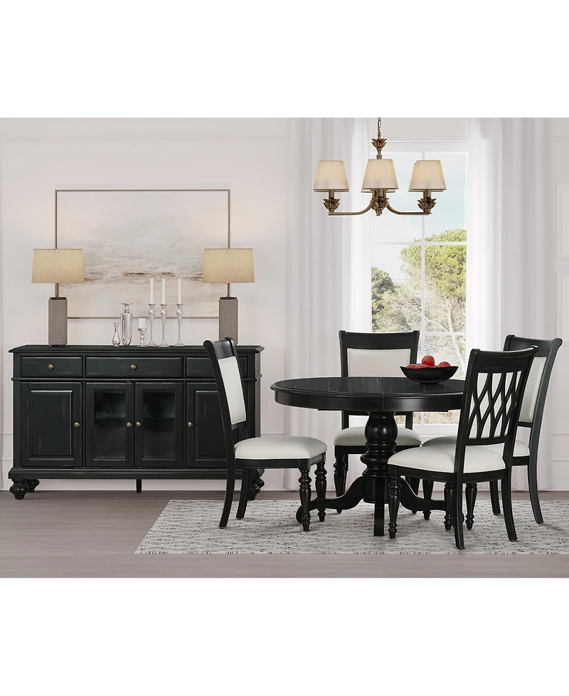 Daria 5-Pc. Dining Set (Round Table & 4 Upholstered Back Side Chairs), Created for Macy's