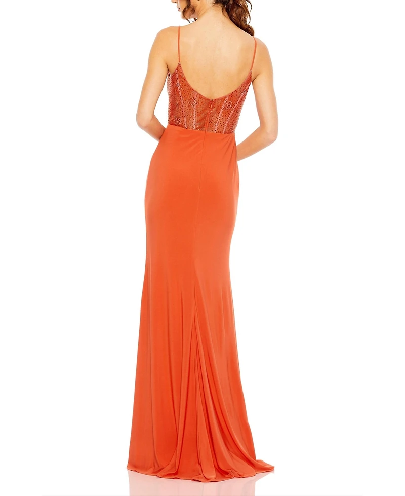 Mac Duggal Women's Sweetheart Mesh Embellished Gown