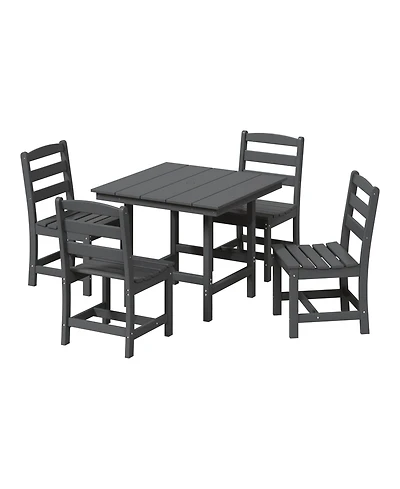 5-Piece Hdpe Outdoor Square Patio Dining Table Set with Armless Side Chairs