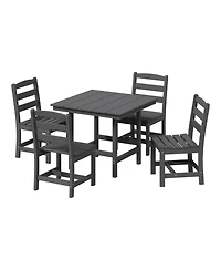 5-Piece Hdpe Outdoor Square Patio Dining Table Set with Armless Side Chairs