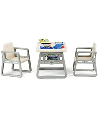 Kids Table and 2 Chairs Set with Storage Shelf