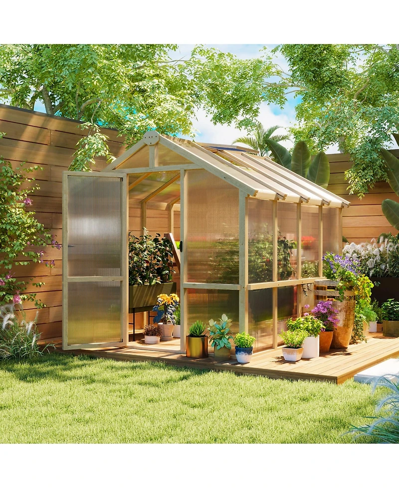 Outsunny 6.6 x 8 ft. Polycarbonate house Wooden Walk-in house Kit